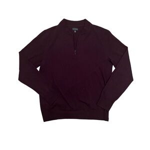 Club Monaco Men's Burgundy Quarter Zip Sweater